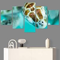 SIGNWIN 5 Panel Canvas Wall Art Group Jellyfish Marine Life Multicolor Photography Realism Tropical Ultra Whimsical for Home Decorations Ready to Hang - 60