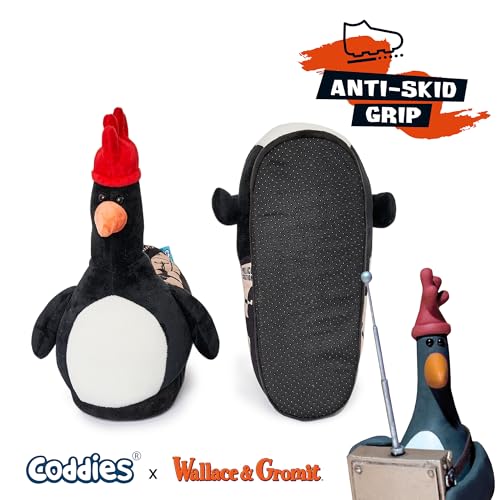 Coddies Feathers McGraw Wallace & Gromit Plush Slippers - Penguin Slippers - Unisex Adults & Kids - Black - Faux Fur - Slip Resistant - Cushioned - Winter - Women's - Slipper3