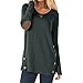 Price comparison product image Overdose Women Top Long Sleeve Round Neck Button Sweatshirt Loose Pullover Black