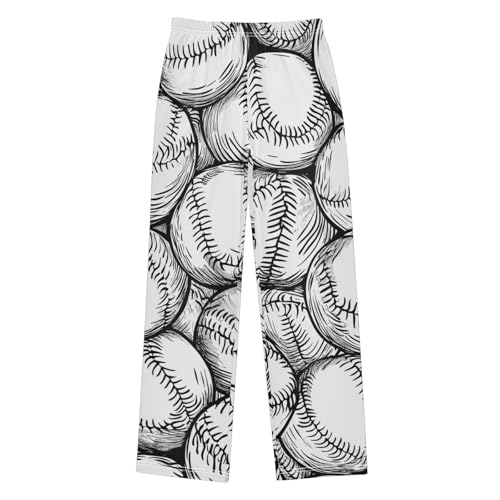 ZZXXB Baseballs Pattern Boys Long Pants Soft Trousers Elastic Waist Kids Lounge Bottoms with Pockets S-XL