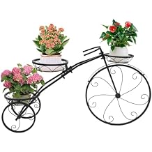 Three-wheeled Plant Stand, Iron Plant Stand with 3 Baskets, Bike Shape Plant Corner Shelf, Plant Display Rack Decor for Outdoor, Indoor, Entryway, Porches, Garden, Balcony Black