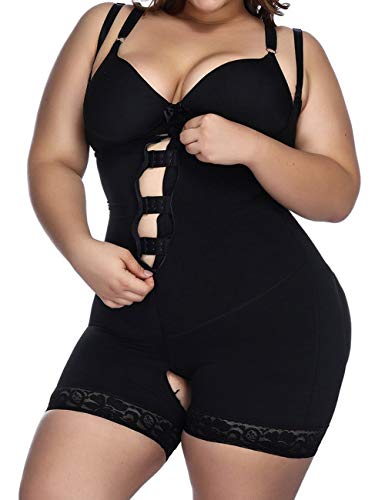 Lover-Beauty Tummy Control Body Shaper Invisible Shapewear Open Bust Bodysuit Faja Black M