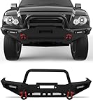 Autoholic Black Steel Front Bumper Fit for 1998-2011 Ford Ranger Offroad Style with Winch Plate & LED Lights & D-rings Trail Overland Adventure for Animal Impacts Work Bumper Aftermarket