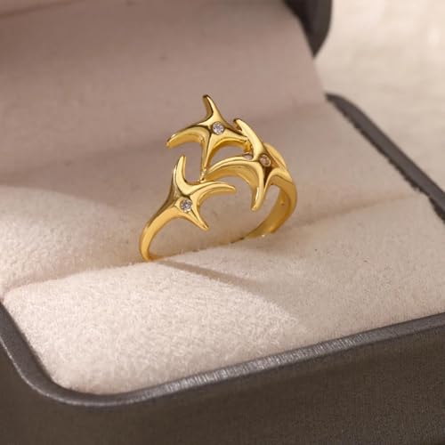 Bague trois layer star dorée pour sublimer vos mains sans effort - 6