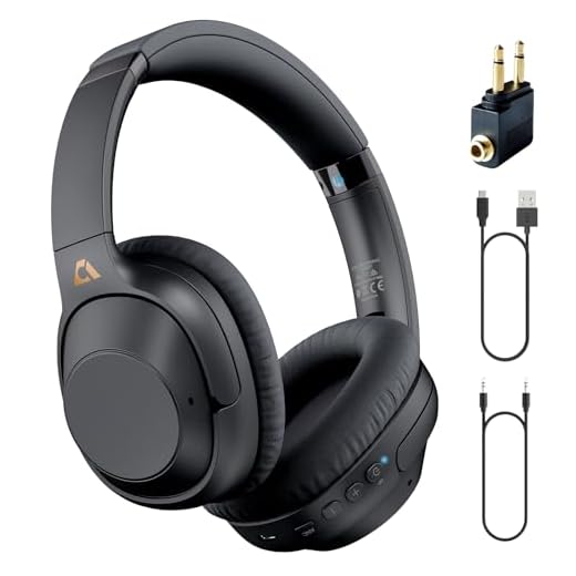 YMOO Cuffie Over Ear Bluetooth 5.2 Attiva Cancellazione Rumore per Aereo, Cuffie Wireless Audio HD di Qualità, 75 ore Lavoro, 10m Distanza Lavoro Delle Cuffie Pieghevoli per TV/PC/Tablet