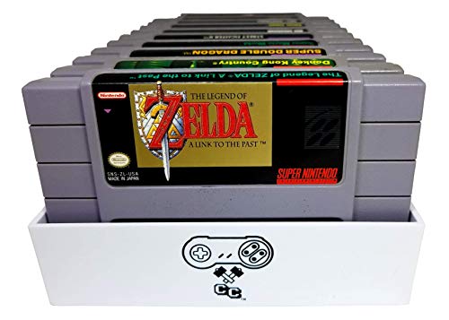 Image of Collector Craft, White, SNES Compatible Cartridge Holder, Holds 10 Games, Clutter Reducing, Retro Video Game Collection, Works with Super Nintendo Entertainment System NTSC and PAL Cartridges