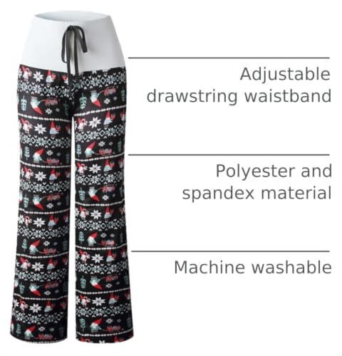Image of iChunhua Women's Comfy Stretch Floral Print Drawstring Palazzo Wide Leg Lounge Pant