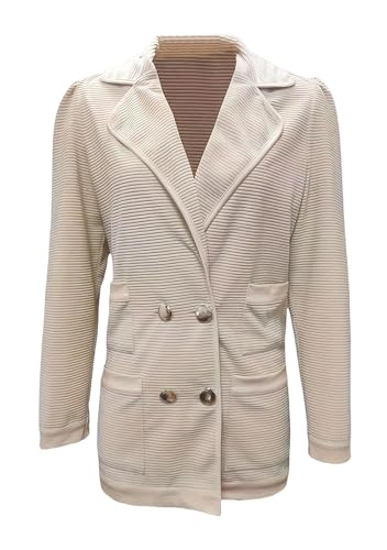 Womens Tweed Suit Jacket Textured Double Breasted Casual Blazer Elegant Solid Color Lapel Long Sleeve Office Blazers3