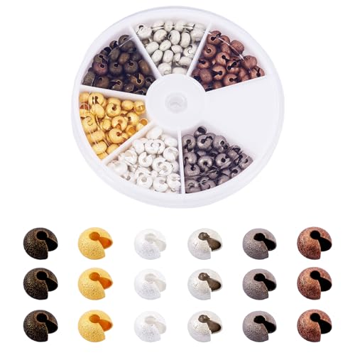 Pandahall 6 Colors Brass Crimp Beads Knot Covers 6mm DIY