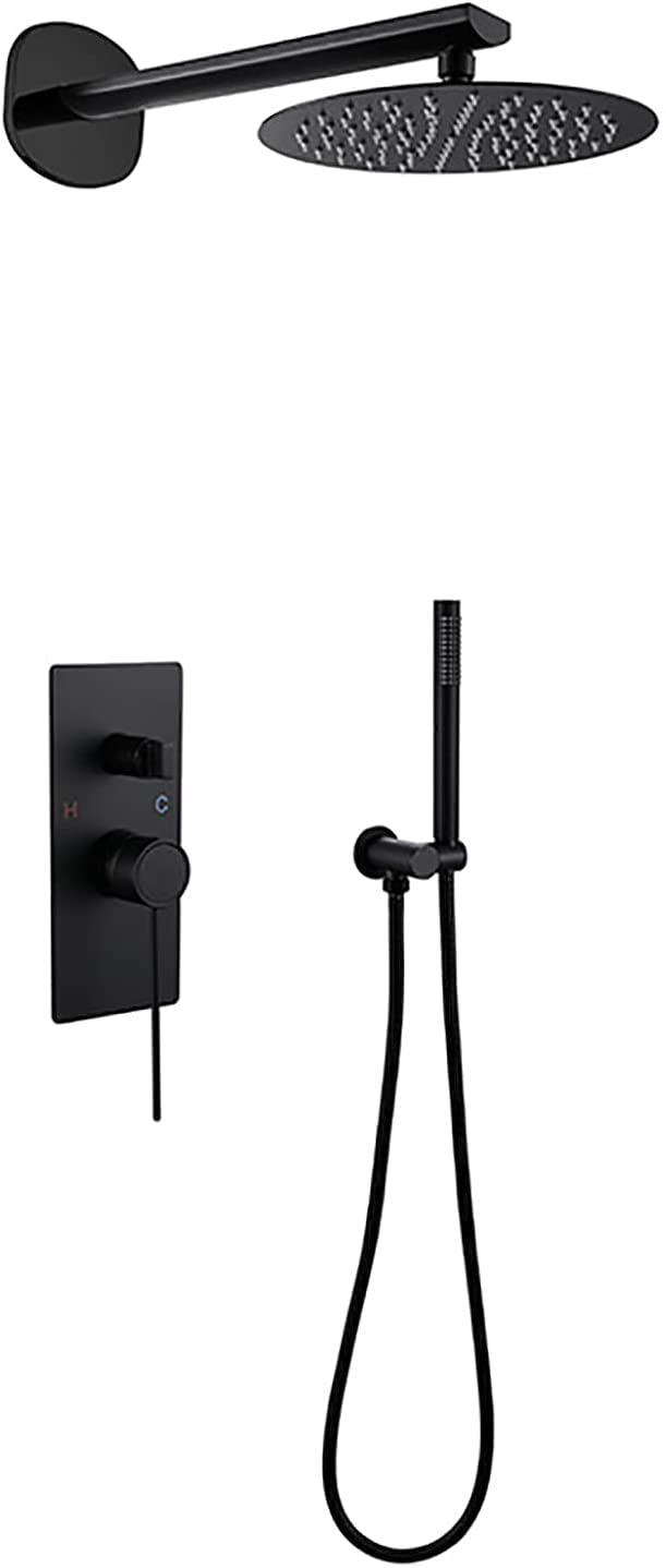 Système de douche noir mat mural avec mitigeur monocommande et douchette chic