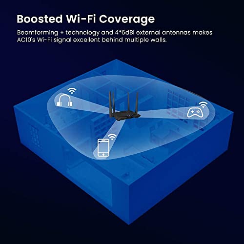 Image of Tenda AC1200 Dual Band Gigabit Wireless WiFi Router, 4 Full Gigabit Ports, Up to 1.2 Gpbs Speed, Easy Setup with Smart APP, Access Point Mode, Guest WiFi, IPv6 and Parental Controls(AC10)