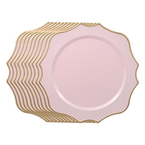 Set de 10 platos cargadores decorativos de plástico 13 in miniatura 1