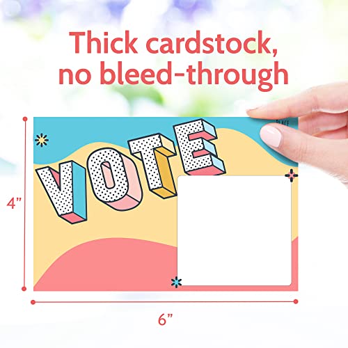 image for T MARIE 100 Bulk Voter Postcards 4x6” - Fun Colorful Vote Design Wit