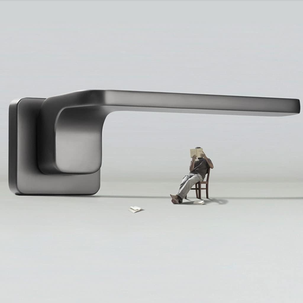 Door Knob Lever Mute Magnetic Door Lock Door Levers Door Handle with Key for Bedroom Or Bathroom Study Indoor Passage Corridor Door Lock with Handle (Color : Gray+Leer Hinge 3 Pack)