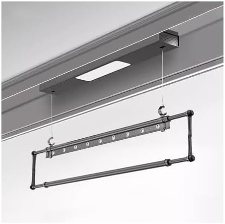Ceiling Clothes Dryer Aluminium and Steel Electric Clothes Dryer with Remote Control,Clothes Drying Rack Single Pole Electric Clothes Hanger Small Invisible Balcony Remote Control Lifting an