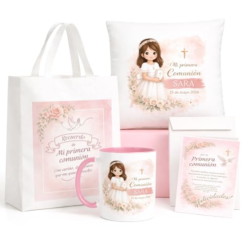 Imagen de Kembilove® Pack Primera Comunión Niña Personalizado con Nombre y Fecha