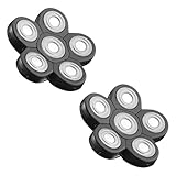Rotierende Rasierköpfe kompatibel mit LOEVERY – 6 schwebende Ersatzköpfe – Doppelring-Klingen für Serie 5/6/7 (Nachfüllpack für 6-Klingen-Rasierer – 2 Stück – Schwarz)
