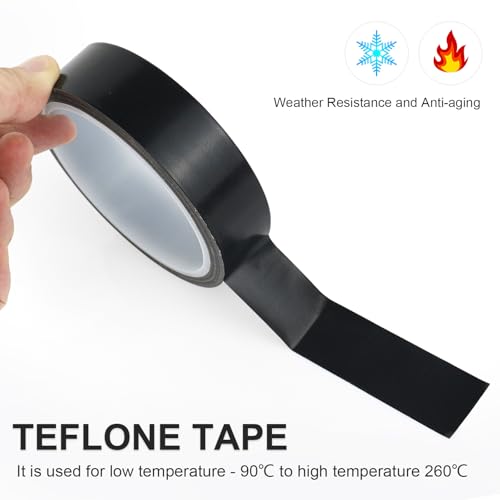 Image of BOMEI PACK Black PTFE Teflonn Glass Cloth Tape, 1 Pack 1 inchx 33 ft High Temperature PTFE Tape Abrasion Resistant Surface Protection for Vacuum Sealer Machine, Hand Impulse Sealers Insulation Coated