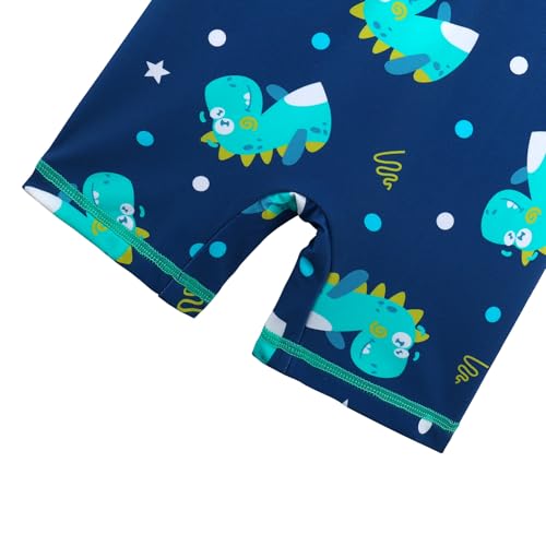Image of HUAANIUE Toddler Boy Swimsuit Rashguard One-Piece Swimwear 0-6 Years | UPF 50+ sun protection, front zipper with chin guard, 4-way stretch quick-dry fabric, flatlock seams anti-chafing