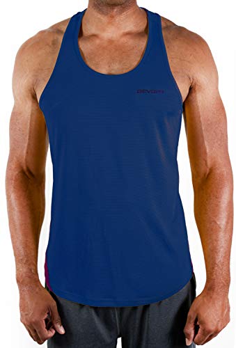 Devops 3 Pack Men's Y-Back Dri Fit Muscle Gym Workout Tank Top (Large, Black/Navy/Gray) #TOP3