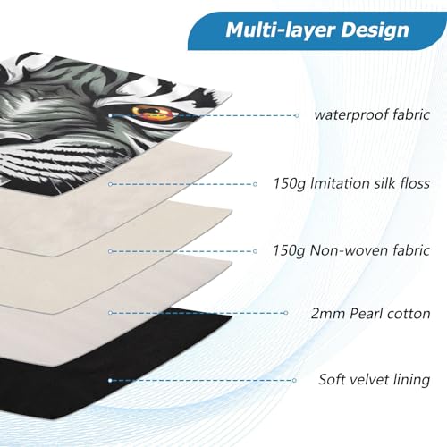 Funda para portátil 13-14 pulgadas negra y blanca con tigre miniatura 4