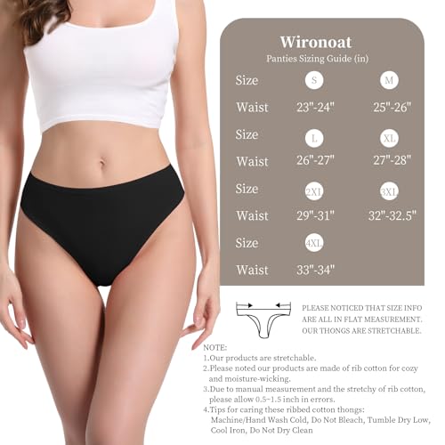 High Waist Cotton Thongs Women Cotton Rib Comfortable Soft Thongs Panties Pack 62