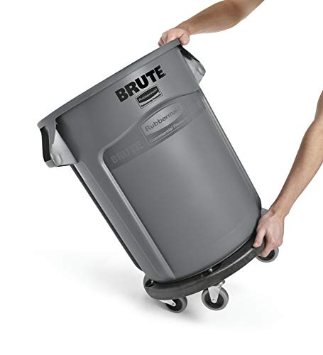 Image of Rubbermaid Commercial Products Brute Twist on /Off Round Dolly, Black, Use with BRUTE Trash Can, Pack of 2