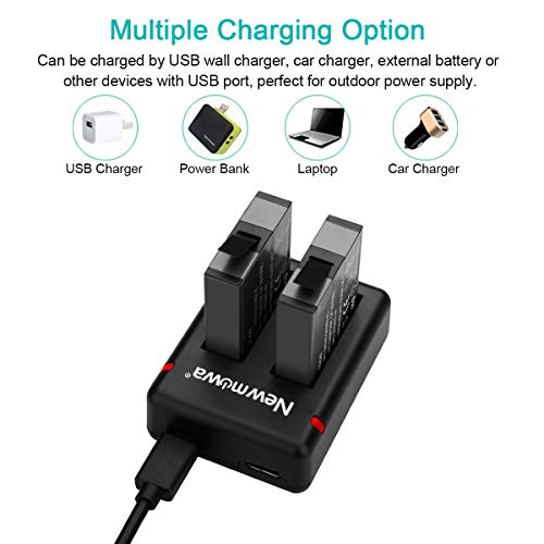 Newmowa Replacement Battery(2 Pack) and Dual USB Charger for Insta 360 ONE X
