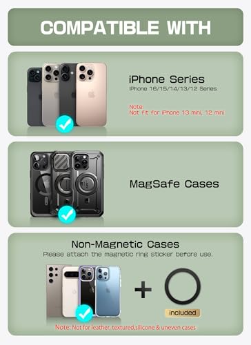 SUPCASE for MagSafe Wallet with Stand, Magnetic Wallet for Men Women, [Hold 6 Cards] [RFID Blocking] [Strong Magnetic Lock] Phone Stand Card Holder for iPhone 17/16/15/14/13/12 Series, Carbon Black2