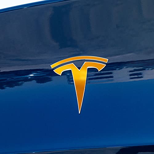 Image of IPG Compatible with Model Y Decal Sticker (8 Logo Set) Overlay Stickers Do it Yourself Stickers Set Personalize Your Tesla (Shiny Yellow)