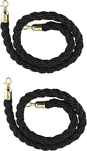 Corde en ber noire torsadée avec crochets en acier inoxydable de haute résistance