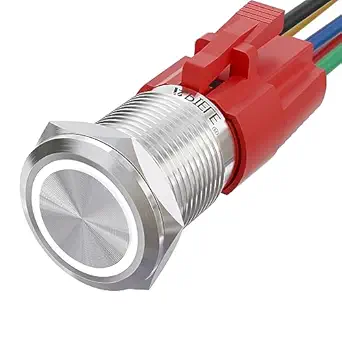 APIELE 16mm Momentary Push Button Switch On Off Stainless Steel with 12V LED Angel Eye Head for 16 0.63