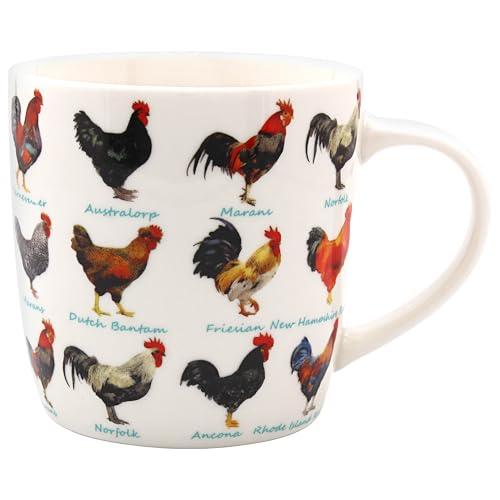 The Leonardo Collection Tasse à thé et café en forme de coq pour boissons chaudes | Tasses en porcelaine fine imprimées pour la cuisine et la maison |...