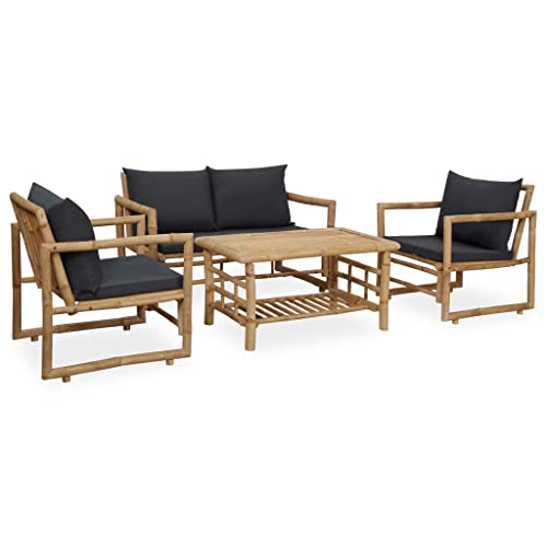 vidaXL Juego de Muebles de Jardín con Cojines 4 Piezas Mobiliario Exterior Patio Terraza Hogar...