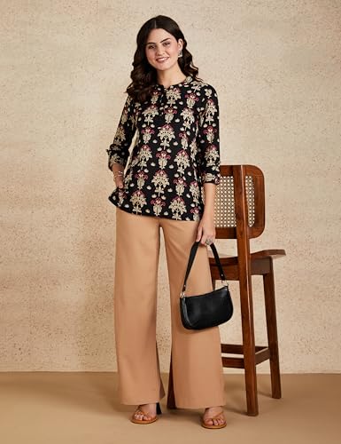 Image of Amazon Brand - Myx Women Printed Regular Cotton Short Kurti (Available in Plus Sizes)