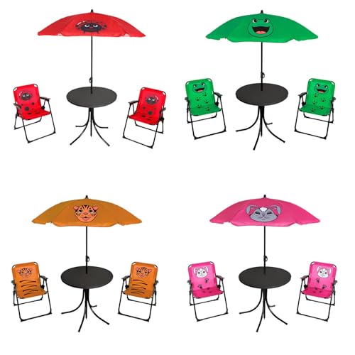 Mojawo 4tlg Kinder Campingmöbel Set Outdoor 2 x Campingstuhl Klappstuhl + Tisch + Sonnenschirm Rot, Farben:Grün Mojawo 4tlg Kinder Campingmöbel Set Outdoor 2 x Campingstuhl Klappstuhl + Tisch + Sonnenschirm Rot, Farben:Grün