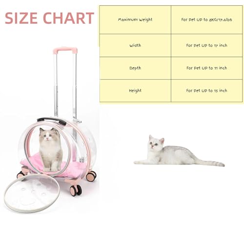 Transparent & Fully Breathable Hard cat Carrier with Rolling Wheels for Dogs, Cats, Multiple Carrying Options, Perfect for Traveling/Taking a Walk - Thumbnail 2