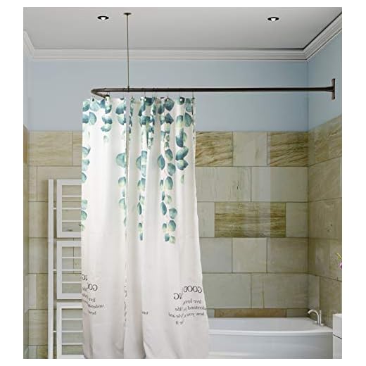 Artiwell L Shaped Shower Curtain Rod, Bathroom Bathtub Corner Shower Curtain Rod with Ceiling Support (MATT BLACK)
