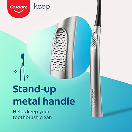 Image of Colgate Keep Deep Clean Toothbrush - Soft (1 Handle + 2 Brush Heads) (Glacial Silver) & Colgate Charcoal Clean 240g (120g x 2, Pack of 2) Black Gel Toothpaste
