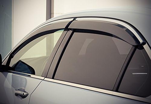 WellVisors Out-Channel Tape-on Window Visors Wind Deflectors Compatible with Acura 2009-2014 TSX Sedan with Chrome Trim Rain Guards 3-847AC001