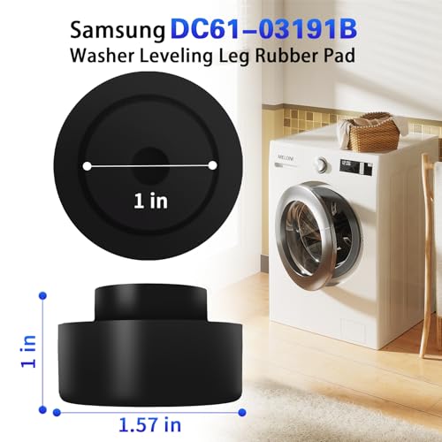Image of DC61-03191B Leveling Leg Rubber Pad and DC61-01722B Leveling Leg Replacement for Washer Adjustable Leg (2 Pack)