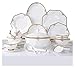 QHYTL Set di stoviglie per la casa o Un Ristorante Speciale, Set di stoviglie in Ceramica con 56 Pezzi, Ciotola/Piatto/pentola per zuppa/Cucchiaio Happy Life