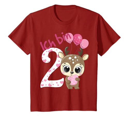 REH Geburtstagsshirt Rehkitz 2 Geburtstag Mädchen 2 Jahre T-Shirt