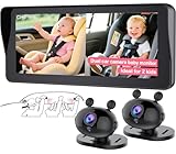 Wkzay Dual Baby Car Camera for 2-Kids: 6.9 Inch HD 1080P Split Display with 2 Night Vision Carseat Cameras - 360° Rotation, Easy Install for New Parents