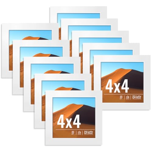 Image of LaVie Home 4x4 Picture Frame White Set of 10, Display 4 x 4 Picture, Photo Frame Collage for Wall Gallery or Table Deco, Hanging or Tabletop Display