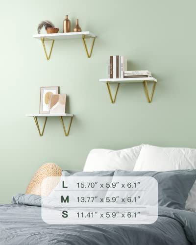 Amada Homefurnishing Floating Shelves, White Wall Shelves For Bedroom, Living Room, Bathroom, Kitchen, Shelves For Wall Decor Set Of 3 - Amfs12 #TOP5