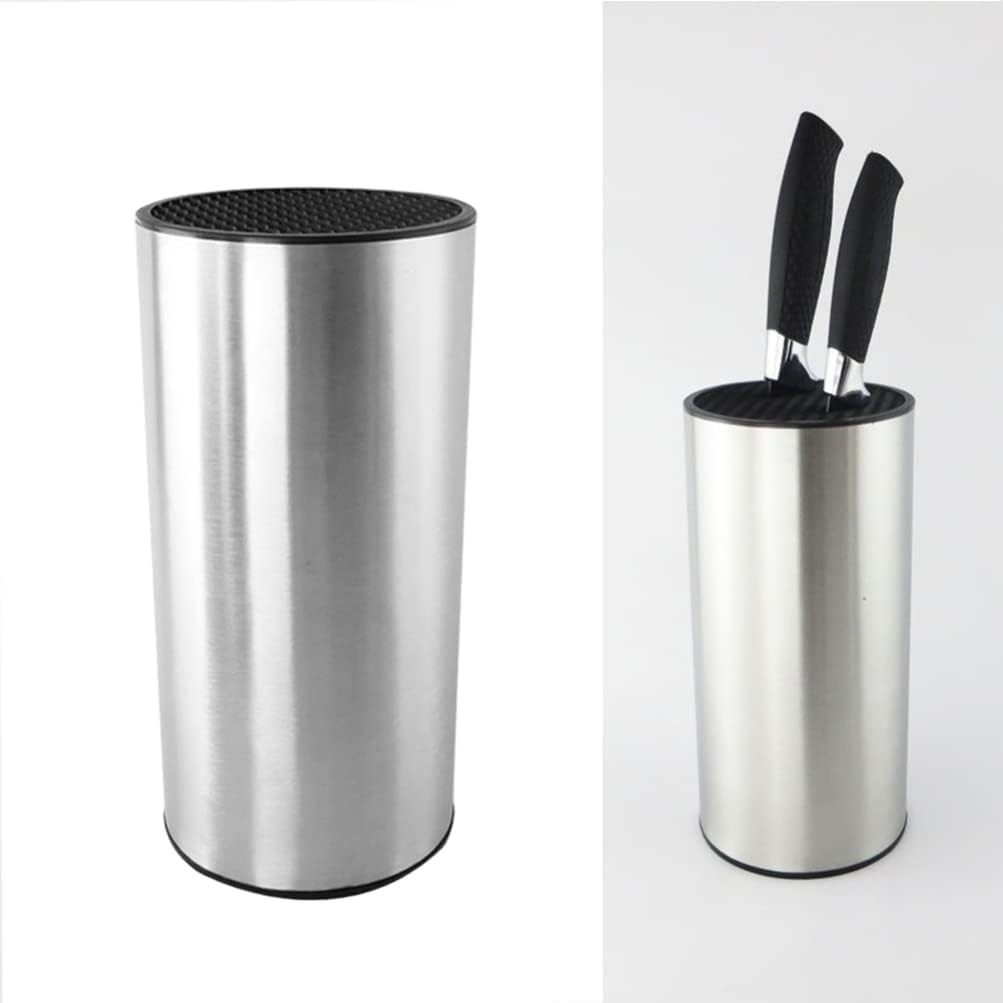 Hemoton Stainless Steel Knife Holder Universal Block Kitchen Tool Organizer Countertop Space Saving Multifunctional Utensil Stand for Home Cooking