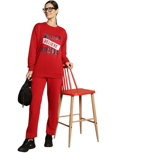 Image of Mack Jonney Printed Round Neck Cotton Fleece tracksuit Co-Ord Set for Women-MACK32760