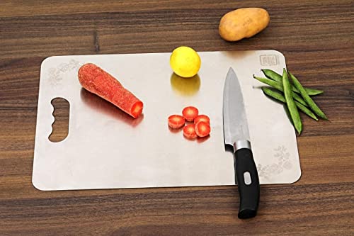 Image of REDSKY Chopping Board for Kitchen Vegetable Cutting Board, Metal Board, Vegetable Cutter Board, Durable Cutting Counter top Board /Chopping Board (Size 31.8CM X 21CM) (Stainless Steel)