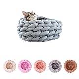 MANON ROSA Cat Dog Bed Chunky Knitted Pet Bed, Handwoven Round Flexible Pet Nest Cozy Cuddler for Indoor Kitten Puppy (Medium,Grey)